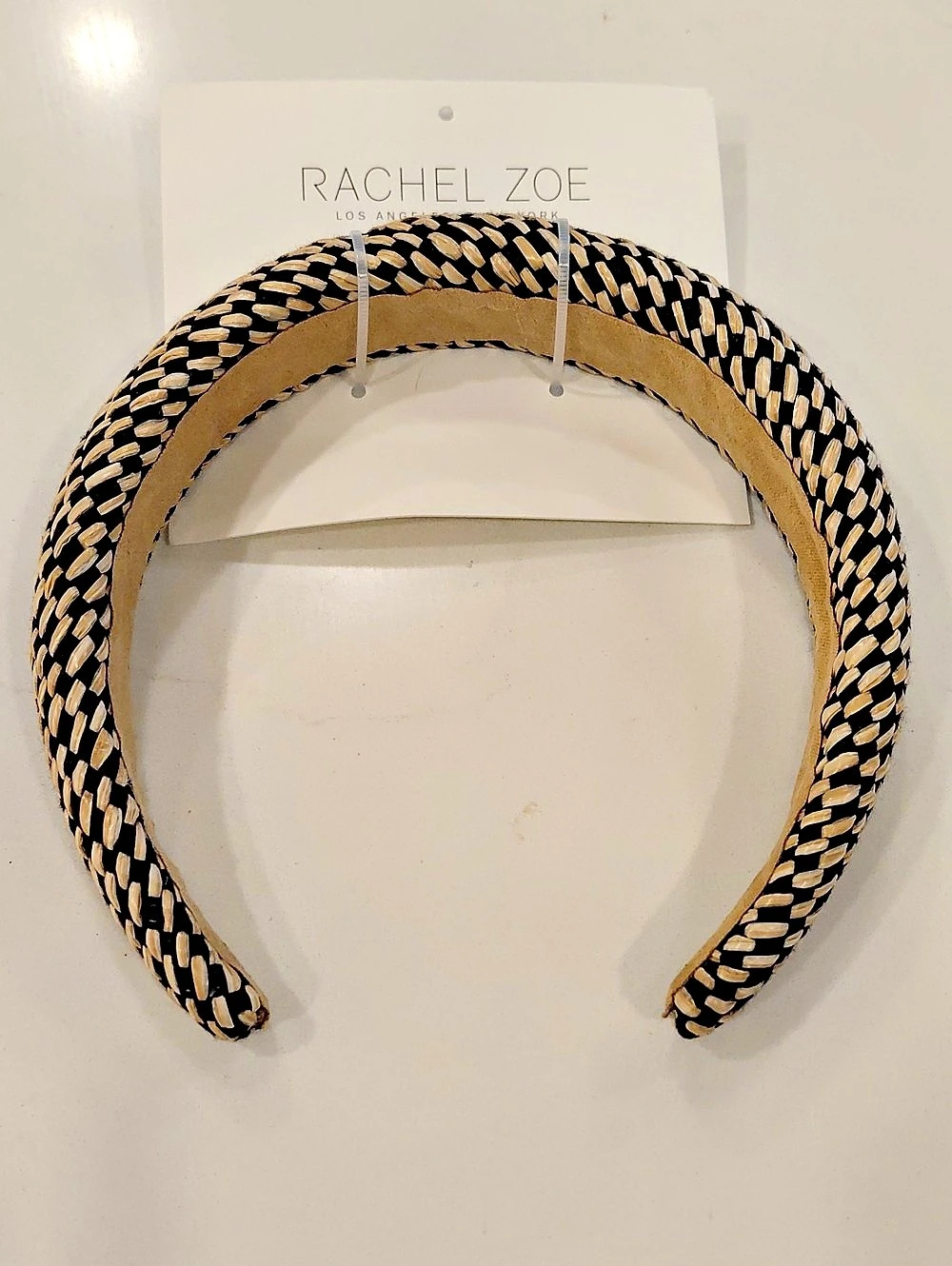 Rachel Zoe Braided Geometric Headband in Black & Gold NWT